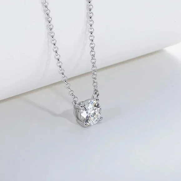 Certified 2 ct. t.w. Moissanite Diamond Solitaire Necklace NEW A - Picture 2 of 9
